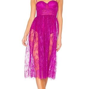 Revolve X Nbd Pink Lace Britney Sheer Dress Xs